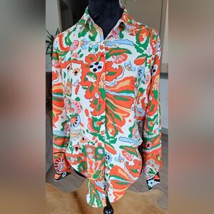 Women's Cupcakes and Cashmere Blouse, Ties at waist, Size: XS, Colorful